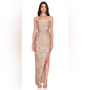 Nookie Revel Strapless Grown (gold stretch sequin)